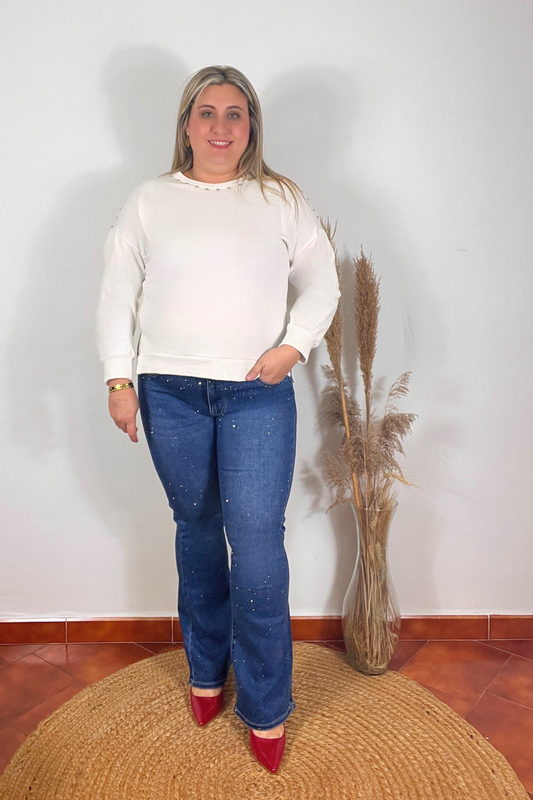 Pantalon Campana Denim Brillos